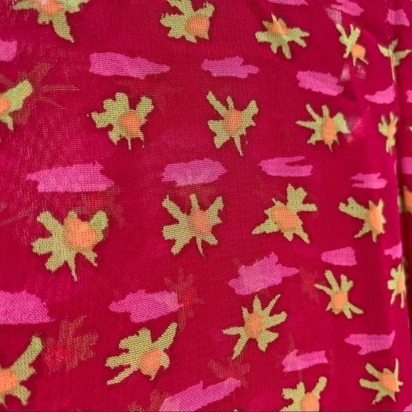 SIGRID OLSEN tropical fuchsia floral pink print summer sleeveless top blouse - Picture 7 of 7